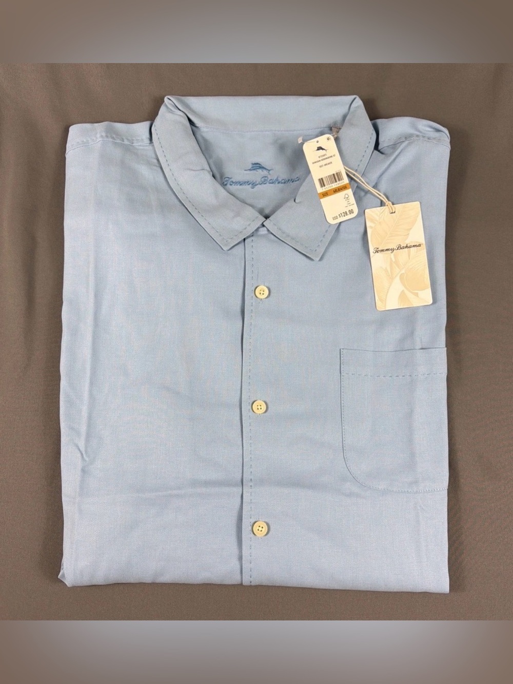 Tommy Bahama Shirt Palm Havana Herringbone 4XLB Breaker Blue Silk NWT MSRP $148